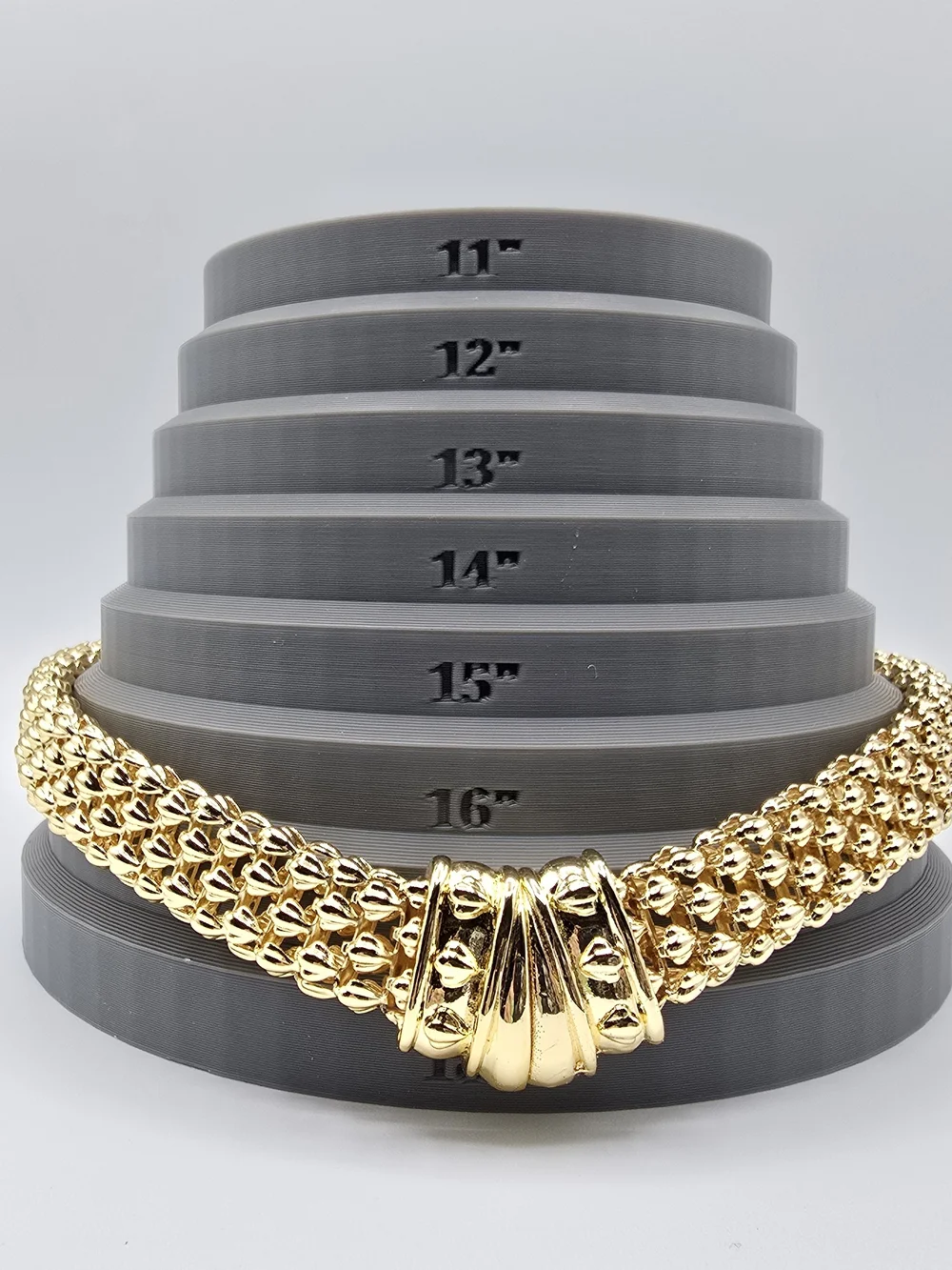 VTG Gold Tone Woven Mesh Collar Necklace Magnetic Clasp 1980s Statement 16